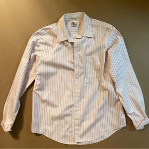 Vintage L.L. Bean Pink Striped Wrinkle Resistant Collared Long Sleeve Shirt